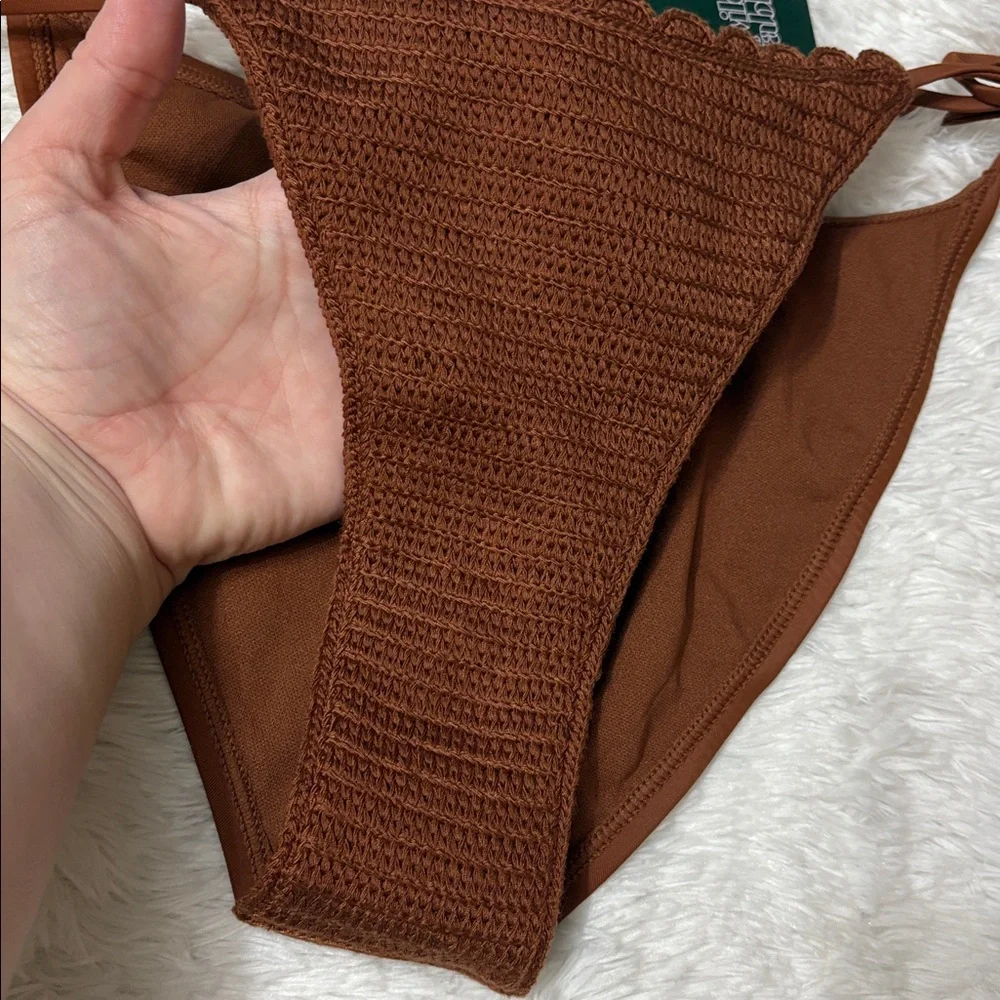 NWT Wild Fable Brown Low Rise High Leg Cheeky Swim Bottoms Only XS